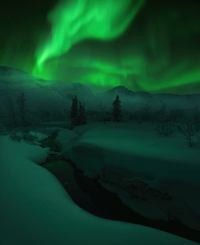 север, кольский, россия, хибины, северноесияние, аврора, малыйвудъявр, пейзаж, ночь Озеро Малый Вудъявр фото превью