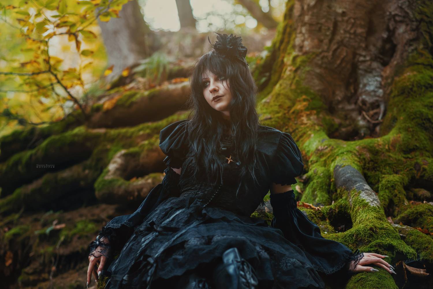 портрет, девушка, готика, лес, древнее дерево, мох, природа, Фадеева Марина