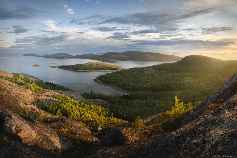 острова, кузова, карелия, белое море, архипелаг, соловки, сопки, сельги, шхеры, кемь Вечер на Белом море фото превью