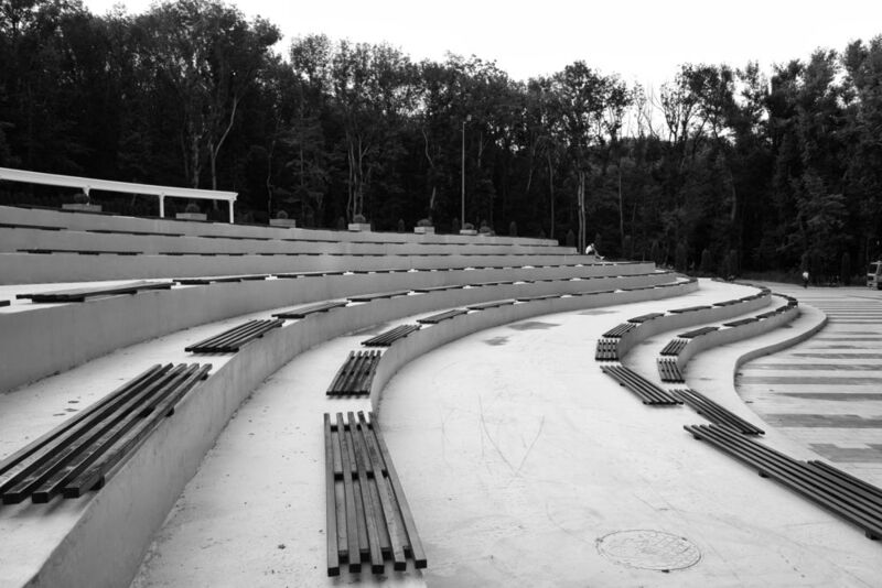 скамейка, волна, город, формы Волны скамеек фото превью