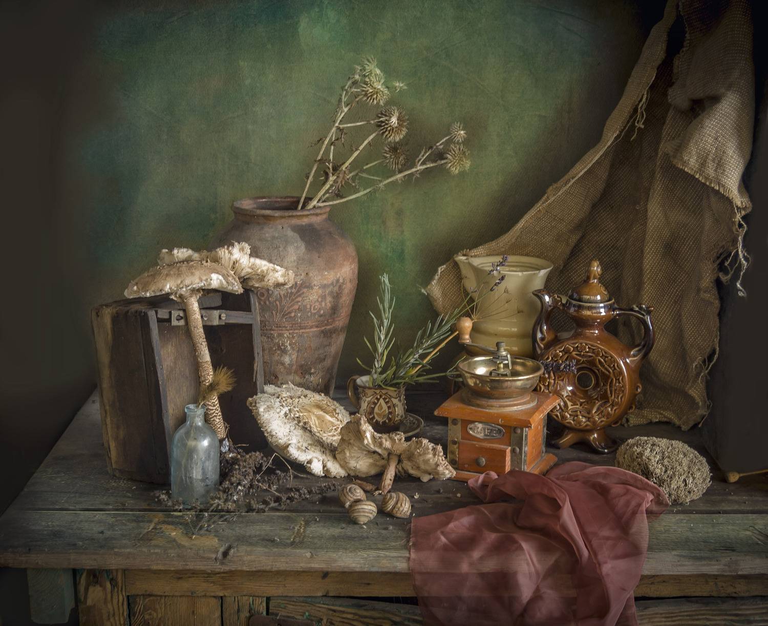 гриб, осень, крынка, кувшин, ягель, кофемолка, Зимина Лионелла