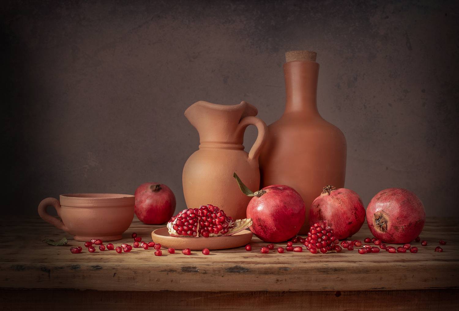Still life, Sweet,  pomegranate, red, light, textures, Maria Margareth Perfoncio