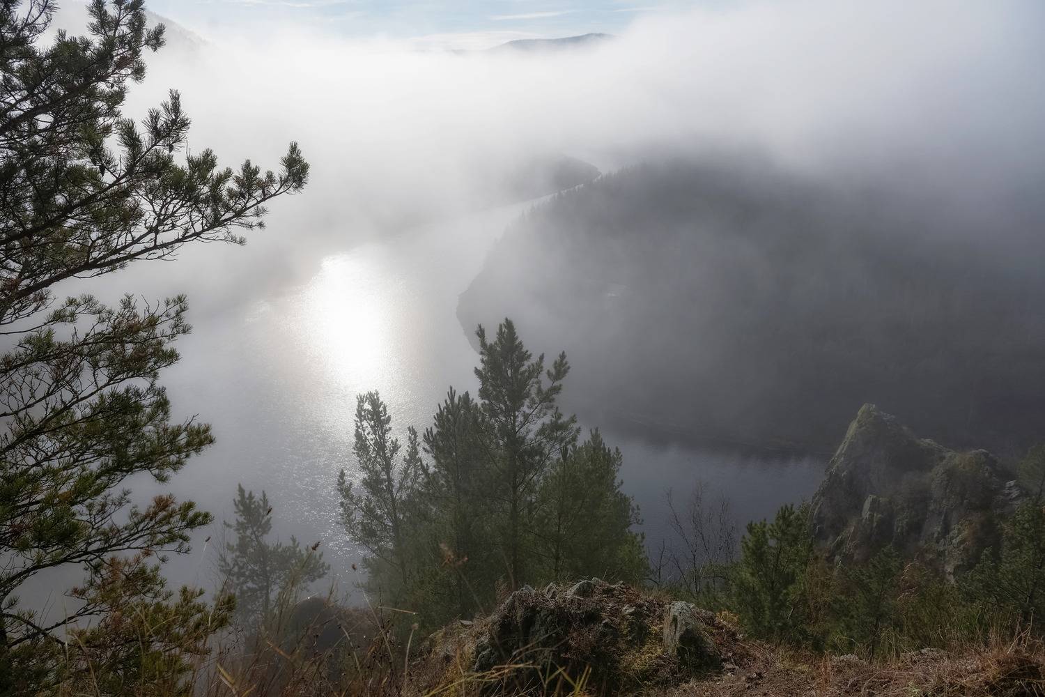 мана, осень, туман, осенний туман, склон, река, сибирь, Марина Фомина