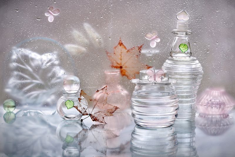 натюрморт, стекло, ваза, осень, листья Стекляшки фото превью