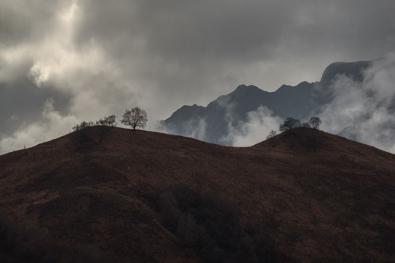 кавказ, горы, кабардино-балкария, кбр, актопрак, облака Глубокой осенью в горах фото превью