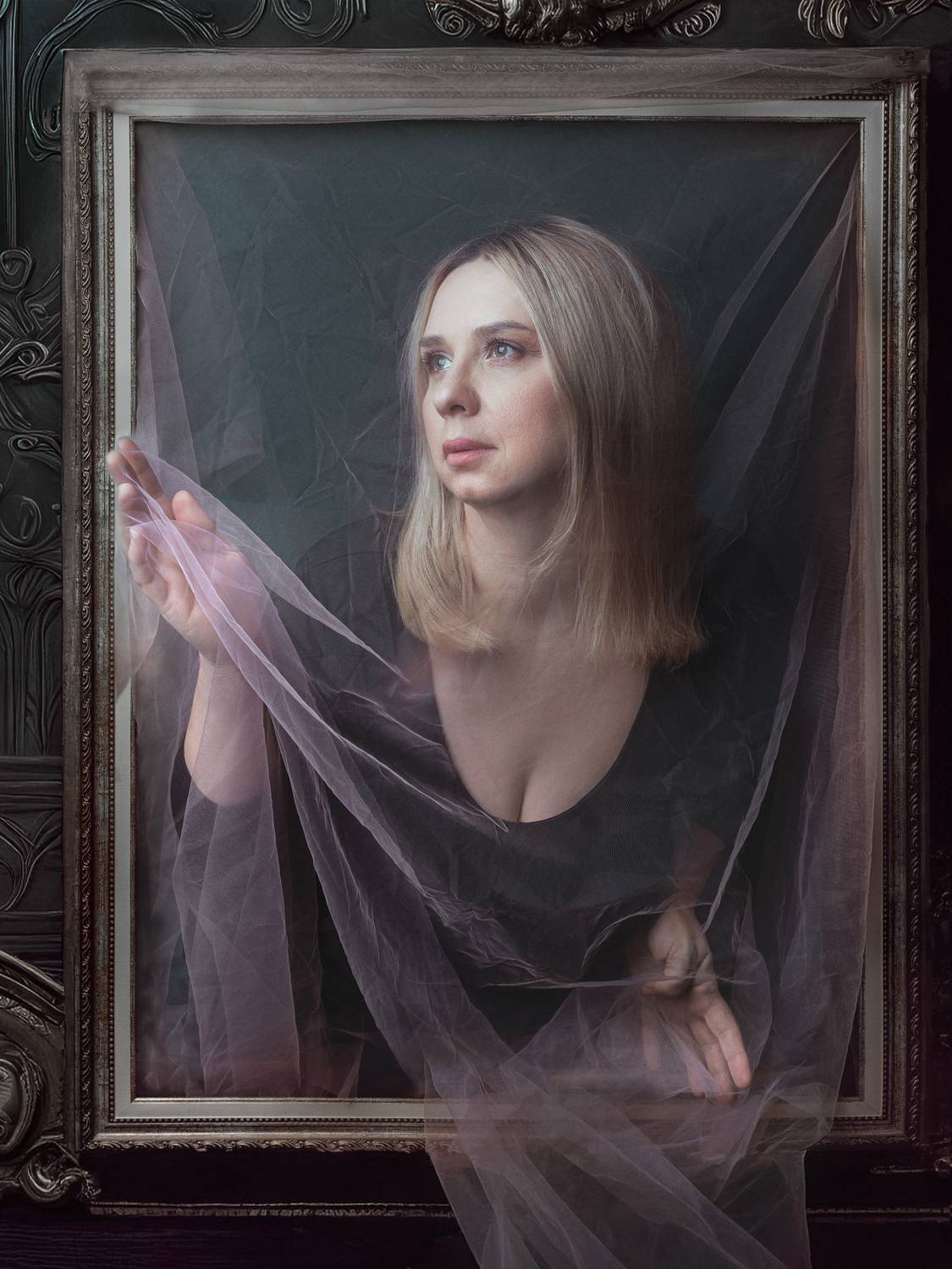 женщина, лицо, цвет, печать, студия, картина, вуаль, живопись, Ведмеденко Оксана