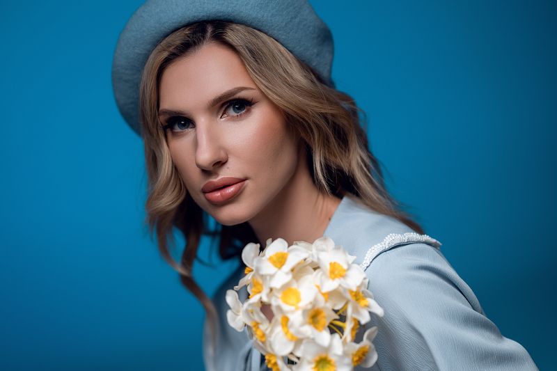 портрет, девушка, цвет, студия, цветы Наташа фото превью