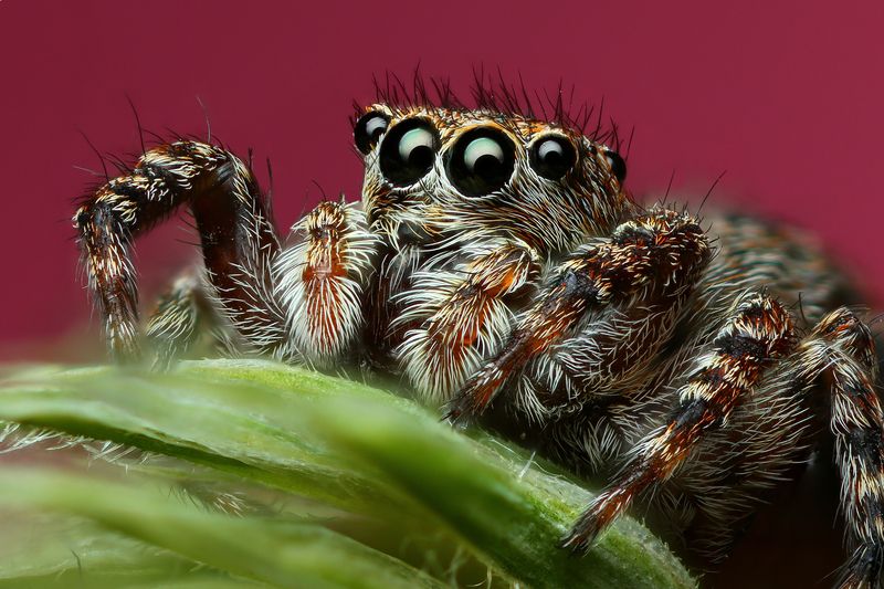 макро, природа, животное, растение, цвет, фото, розовый, паук, трава Фары фото превью