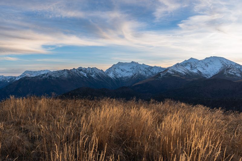 адыгея, горы, вечер, кавказ, снег, лес, закат Вечер фото превью