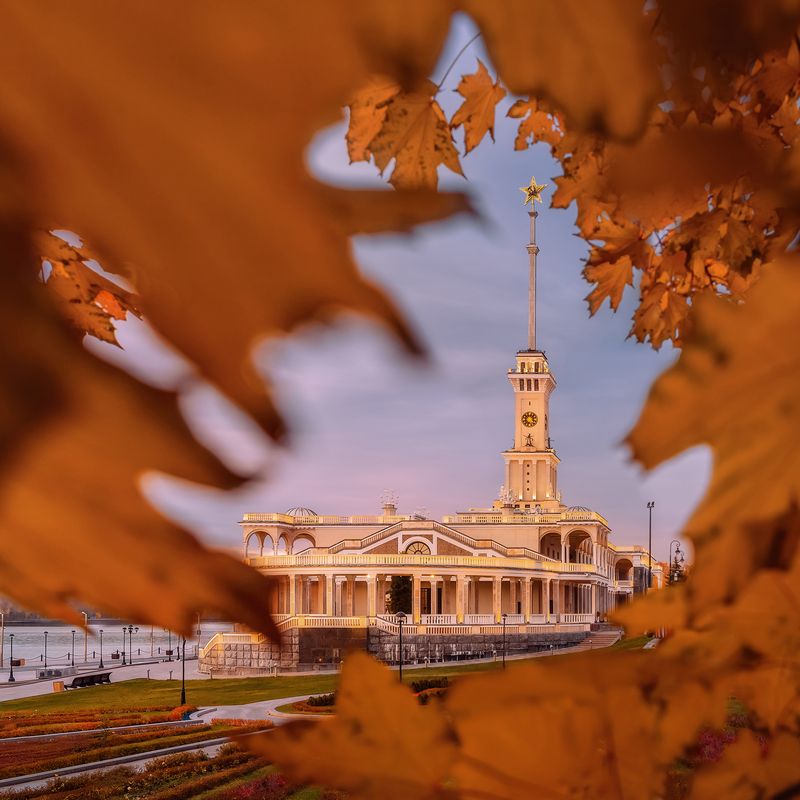 москва, городской пейзаж, речной вокзал, осень, закат, moscow Осенний Речной вокзал фото превью
