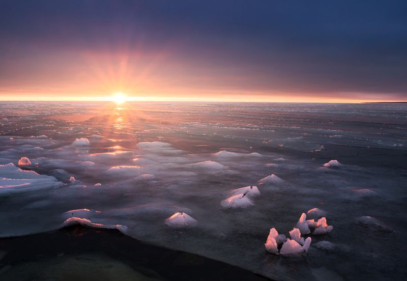 заполярье, белое море, зима, лед, закат, кольский, Беломорье.... фото превью