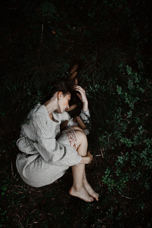 portrait, портрет, лес, девушка, традиционное, платье, лето, модель  фото превью