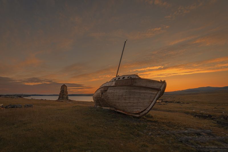 архипелаг новая земля, полярная станция малые кармакулы, остров южный, новая земля Восход на берегах залива Моллера фото превью