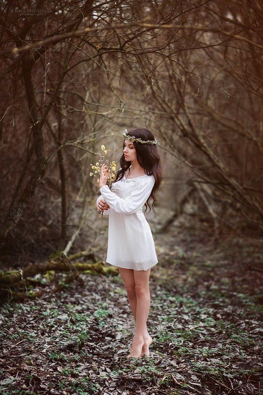 верба, весна, весенний портрет, белое платье, легкость, венок breath of spring фото превью