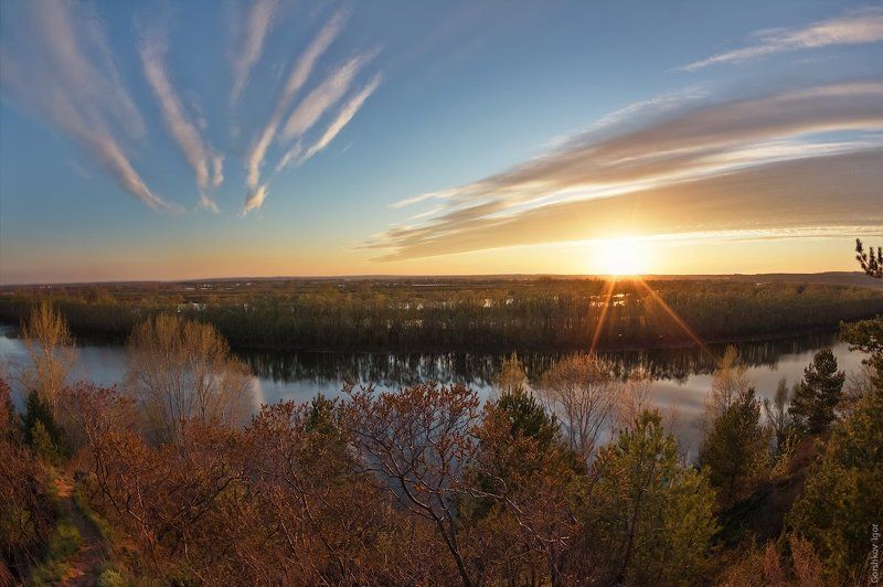 весна, закат, май, нижняя кама, пейзаж, половодье, природа, река кама, татарстан, фишай Майский закат на Нижней Каме фото превью