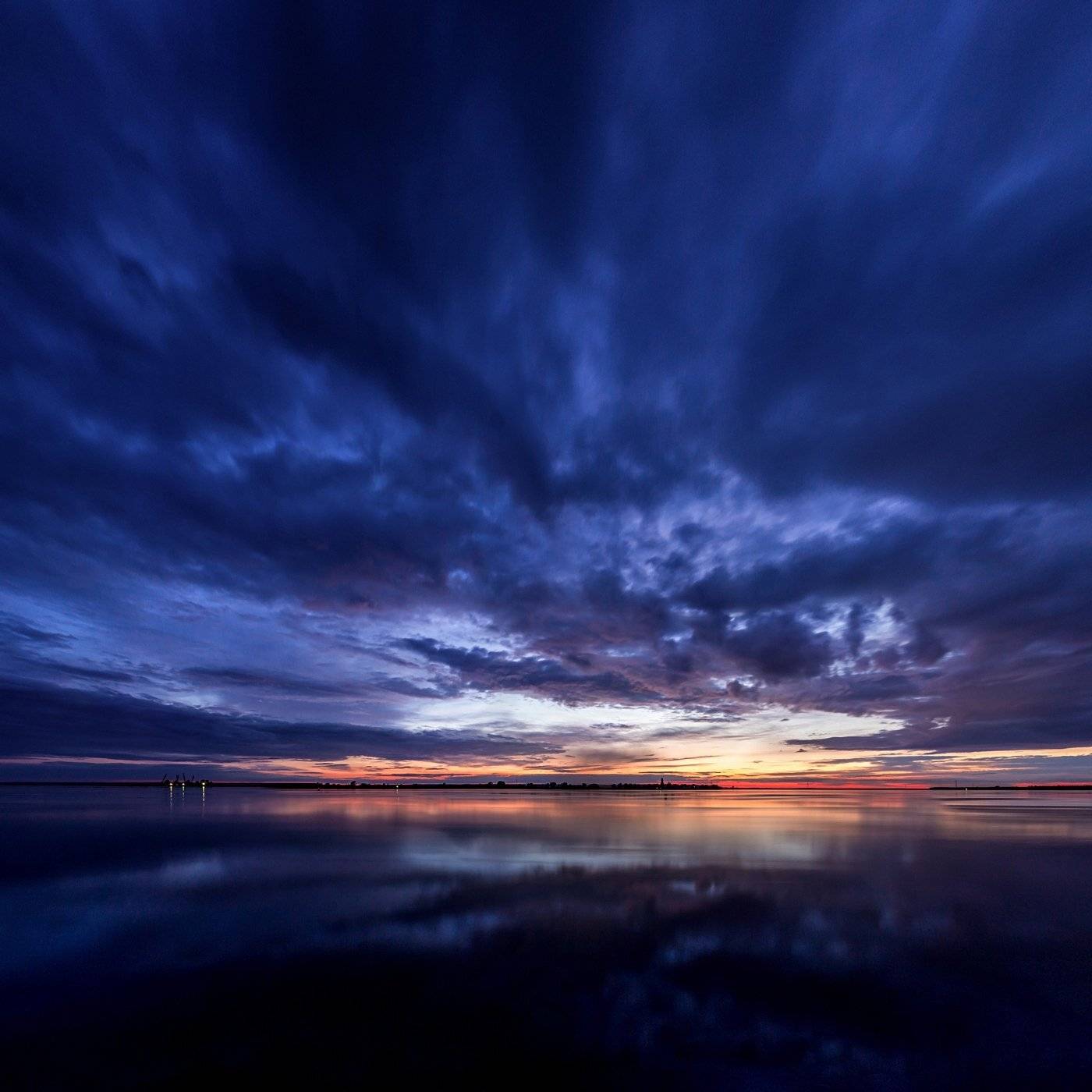 река, кама, отражение, закат, небо, вечер, Владимир Ушаков