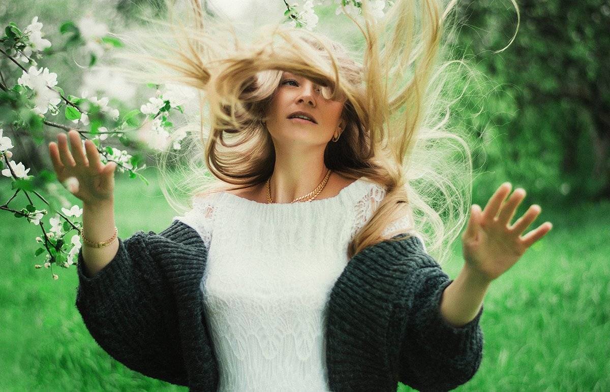 Весна, Девушка, Портрет, Портрет девушки, Цветущий сад, Парбукова Анна