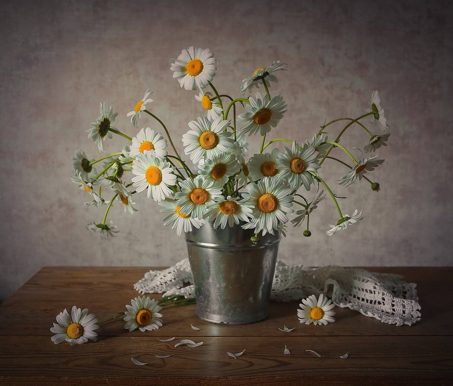 Ведро, Ромашки, Салфетка, Цветы, Инна Сухова