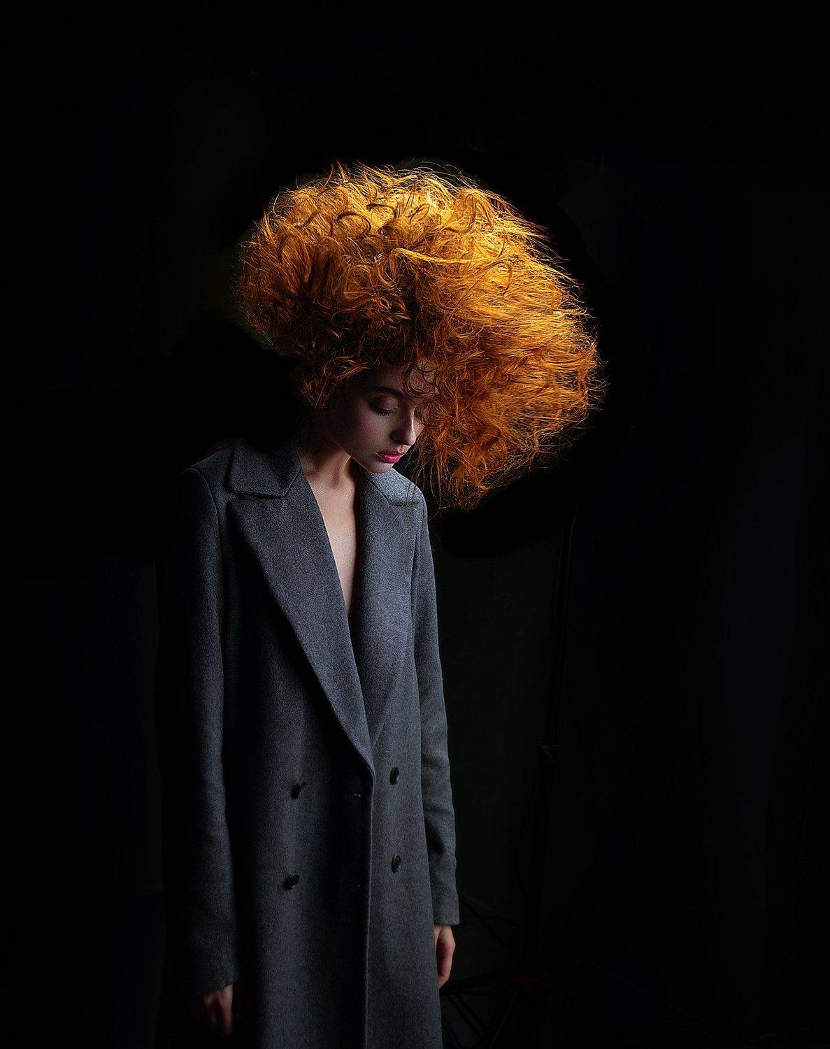 Волосы, Пальто, Портрет девушки, Прическа, Рыжая, Семен Евлантьев