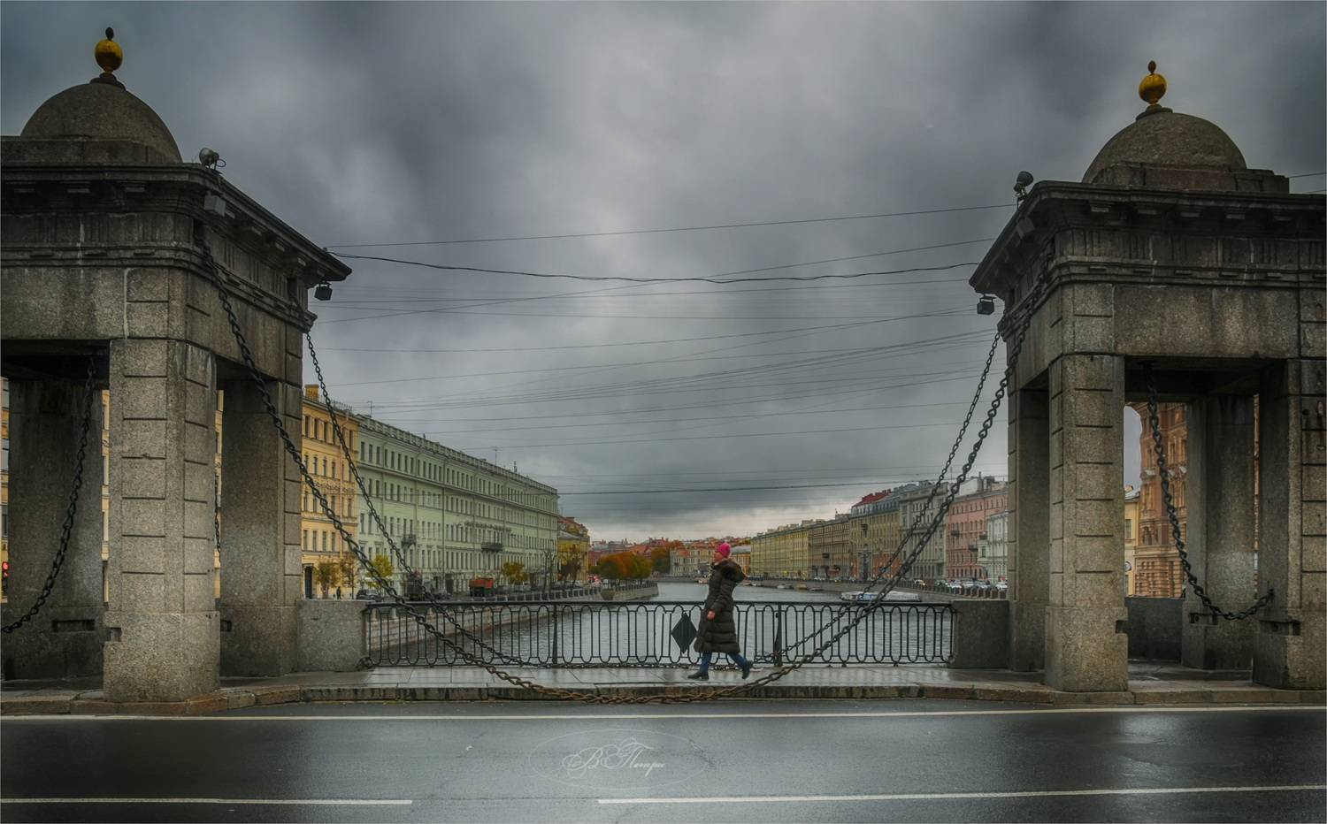 мост цепи девушка канал здания, Вера Петри