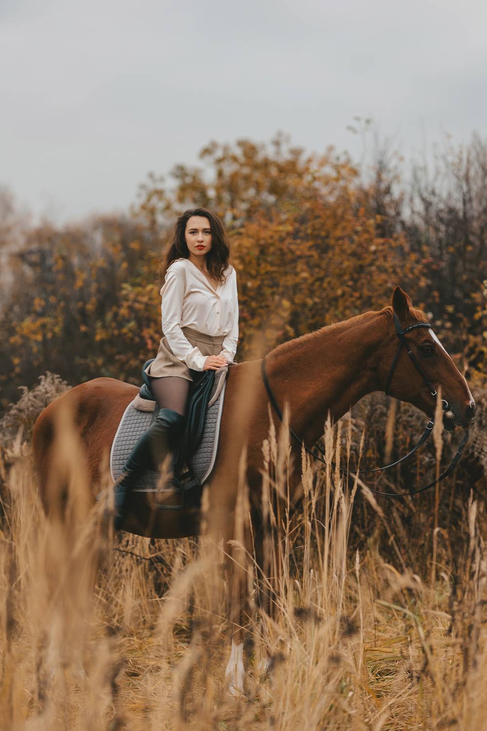 horse woman autumn countryside, Воробьёва Надежда