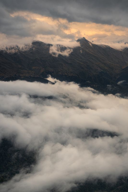 горы, облака, закат, осень, красная поляна \\\