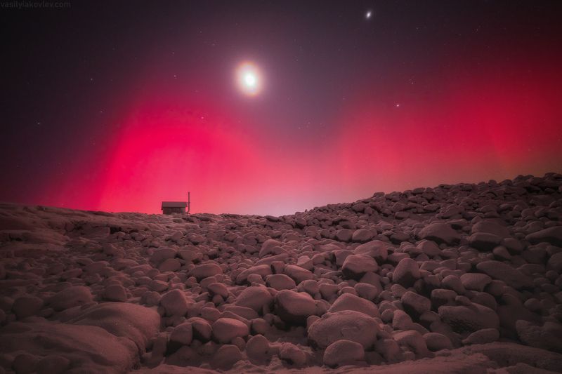 кольский, фототур, яковлевфототур, териберка, северноесияние, арктика Алая ночь в Териберке фото превью