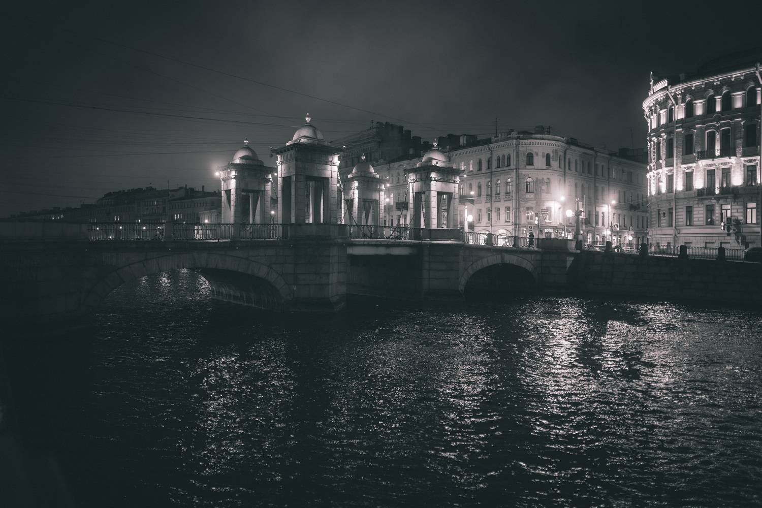 spb, blackandwhite, street, night, old, lights, architecture, leningrad,, Бугримов Егор