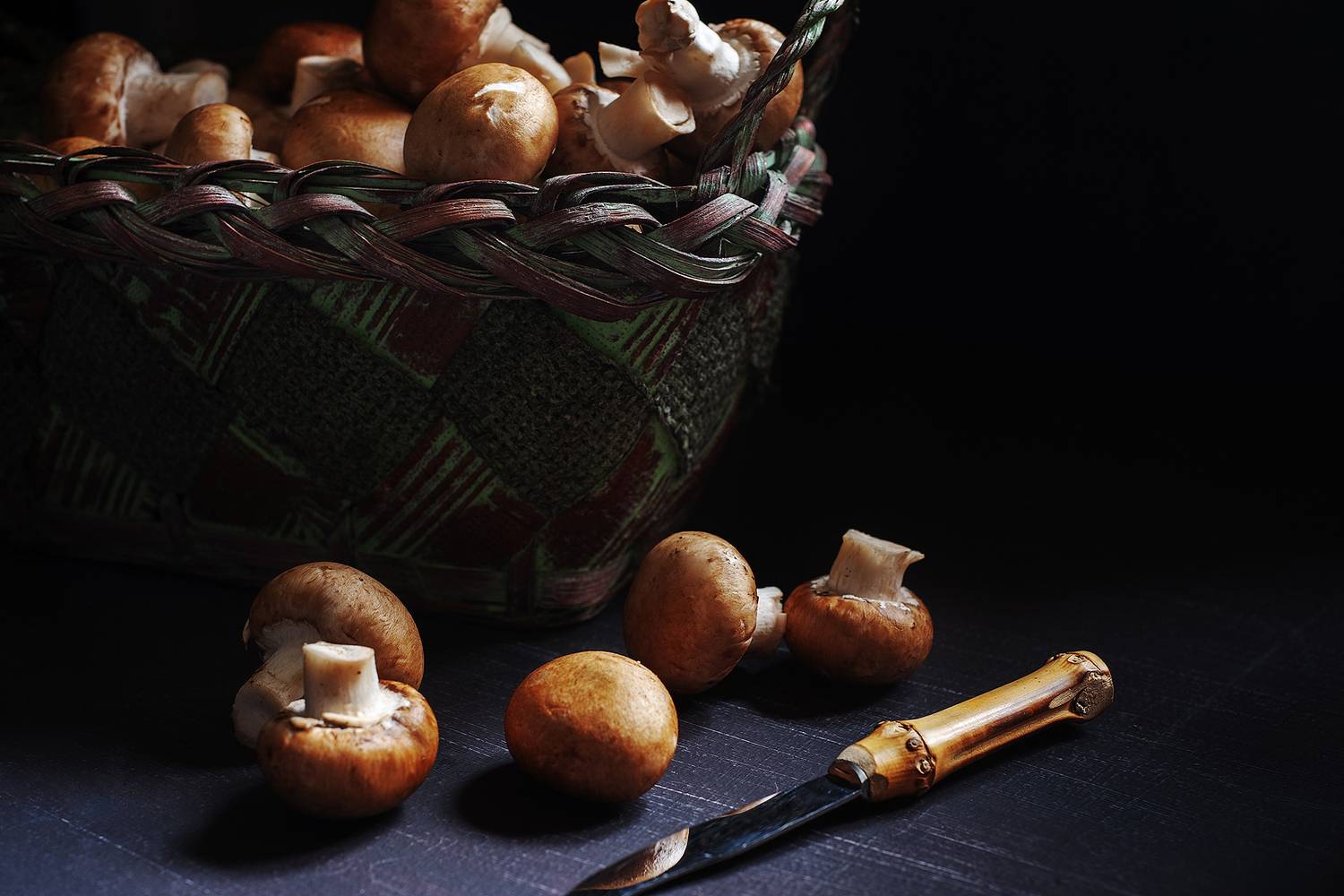 грибы, корзина, нож, натюрморт, Ходос Илья