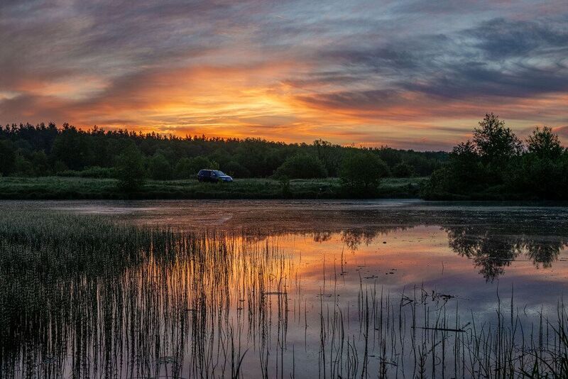 лето озеро рассвет облака отражение природа пейзаж Облака на рассвете. фото превью