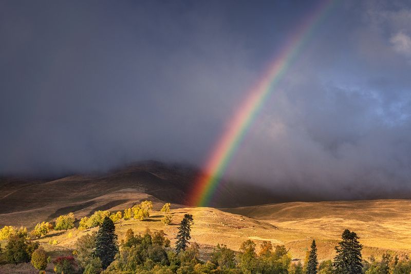 кавказ, кчр, горы, закат, радуга Мост через облака фото превью