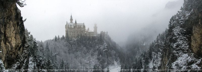 europe, germany, hohenschwangau, neuschwanstein castle, building, castle, fog, forest, mountain, nature, plant, snow, tree, winter, германия, европа, нойшванштайн замок, гора, дерево, замок, здание, зима, лес, природа, растение, снег, туман Снежный туман фото превью