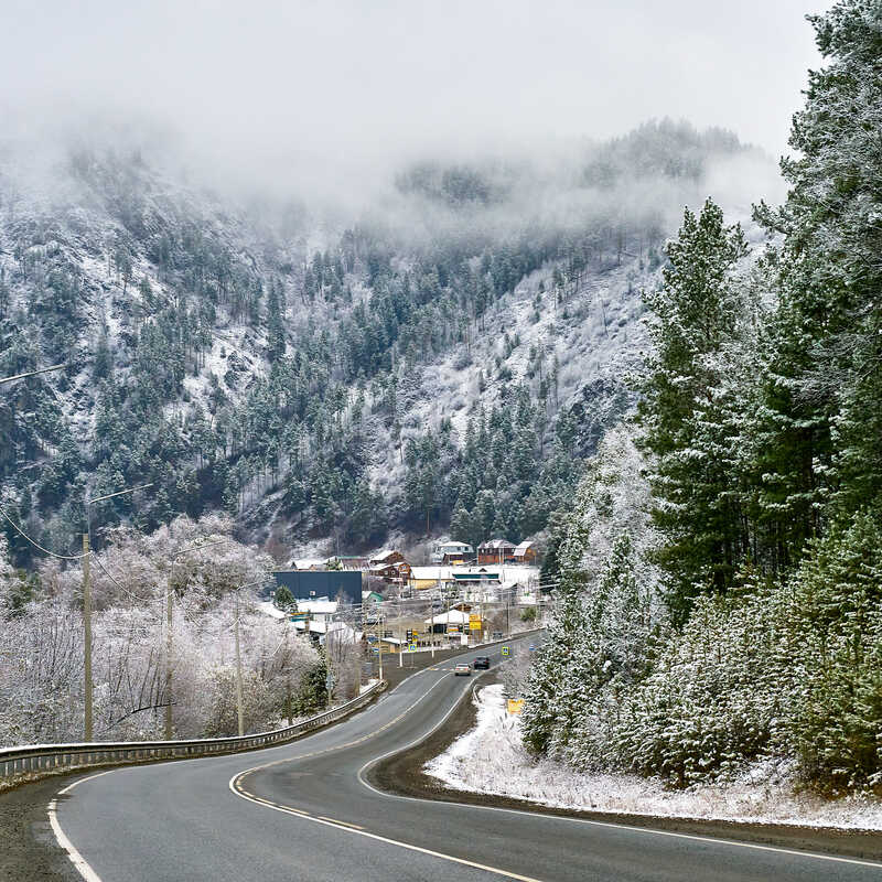 пейзаж , зима, горы, Горный Алтай  там за поворотам... фото превью