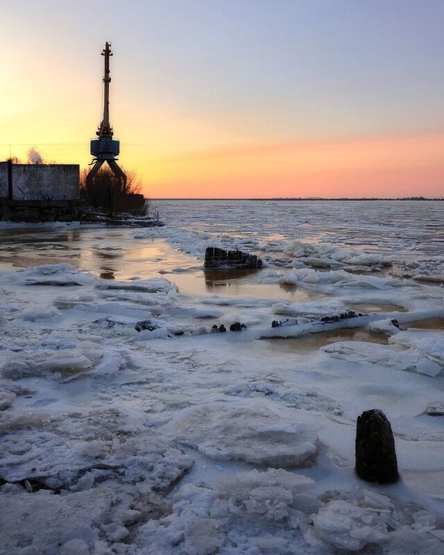 зима, река, пейзаж, рассвет, утро Морозное утро фото превью