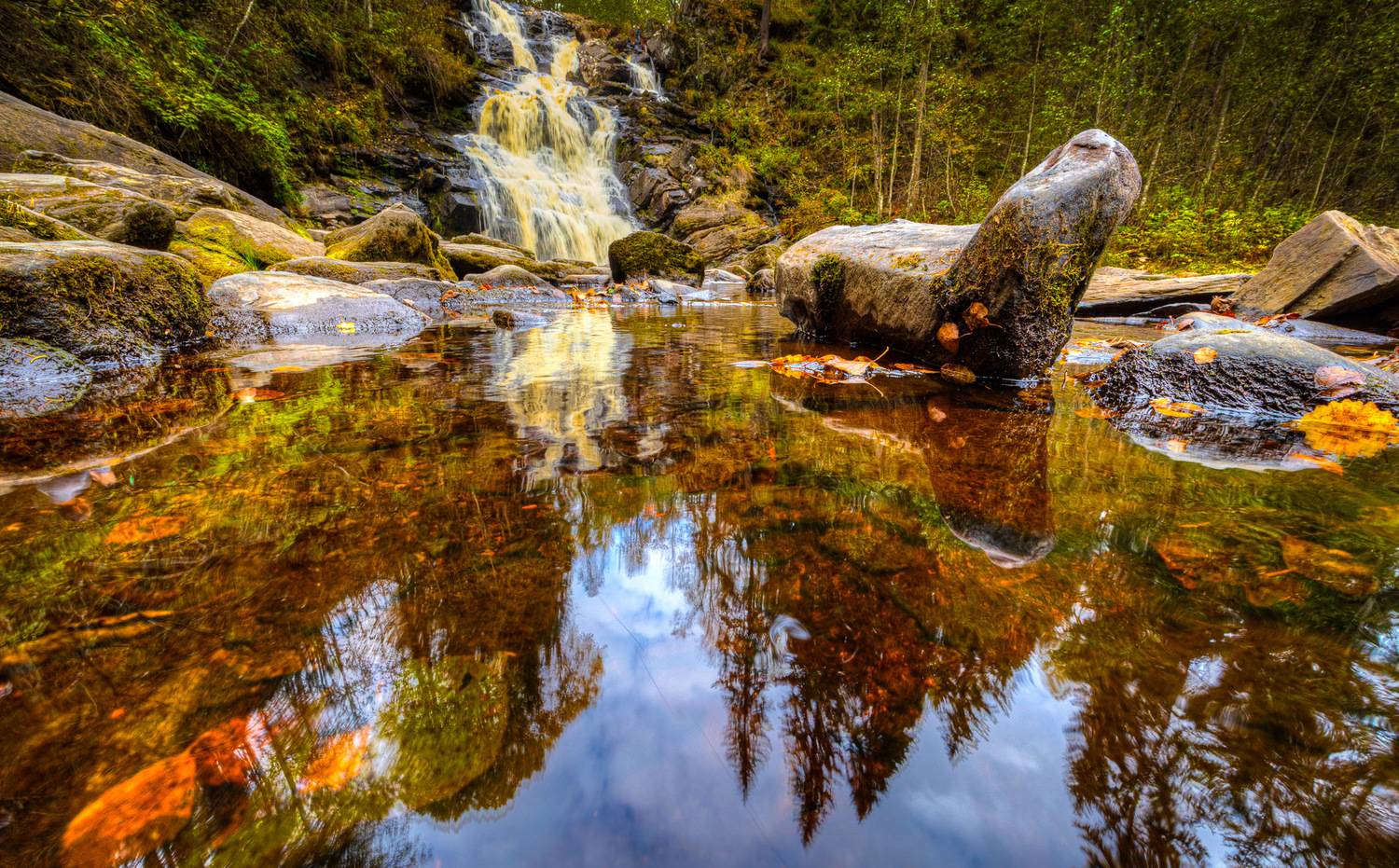 Водопад, Карелия, Осень,Отражения, Критский Игорь