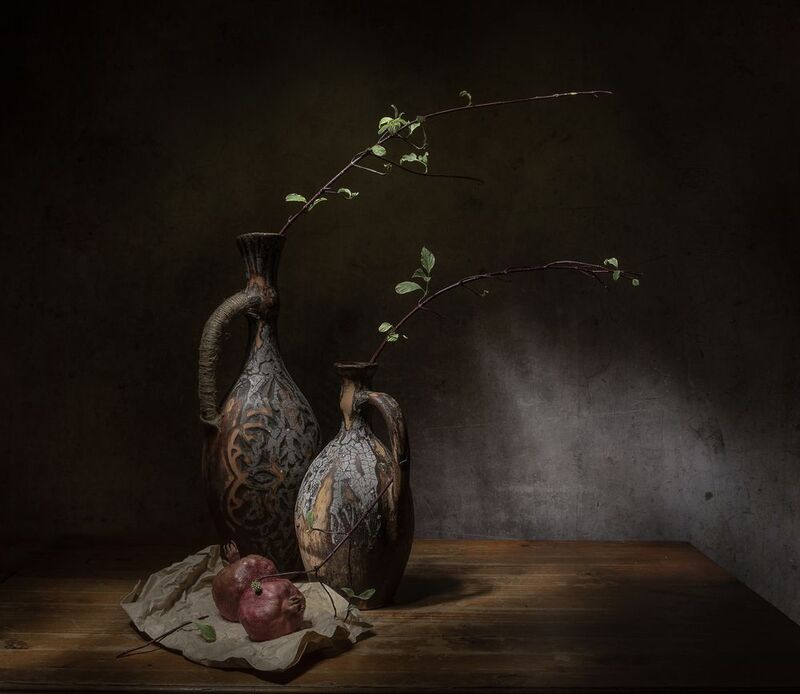 натюрморт, гранат, кувшин, ветки Декабрьские листочки... фото превью