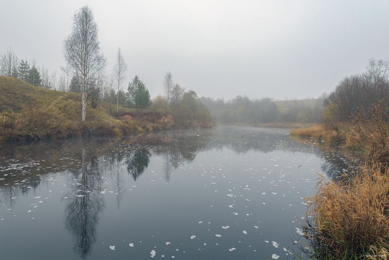 река тосна, осень, природа, ленинградская область, туман Туманный денёк фото превью