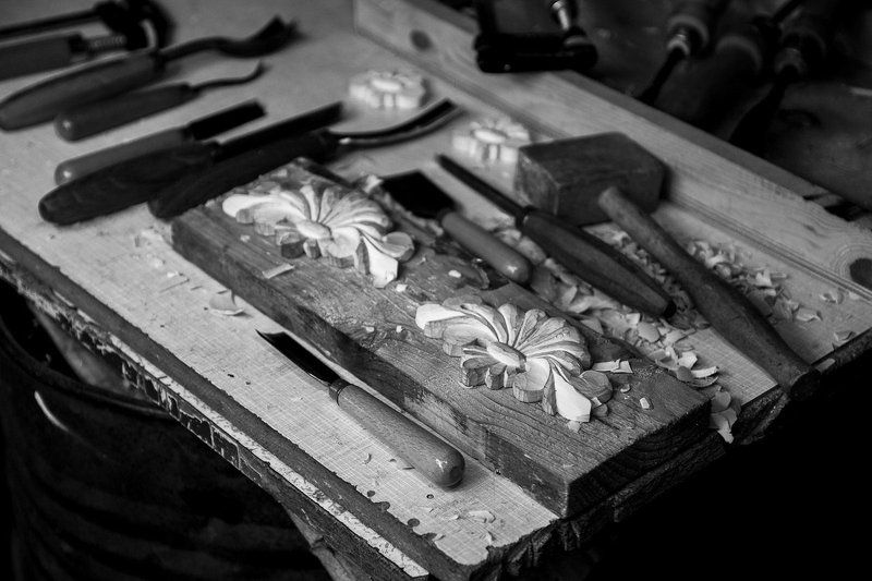 резьба по дереву, резцы, орнамент, киянка Натюрморт от самоделкина фото превью