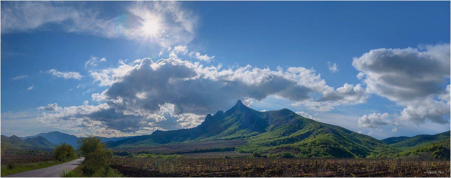 крым, крымские горы, лес, небо, облака, панорама, пейзаж, виноградники, солнце, Jazz Man