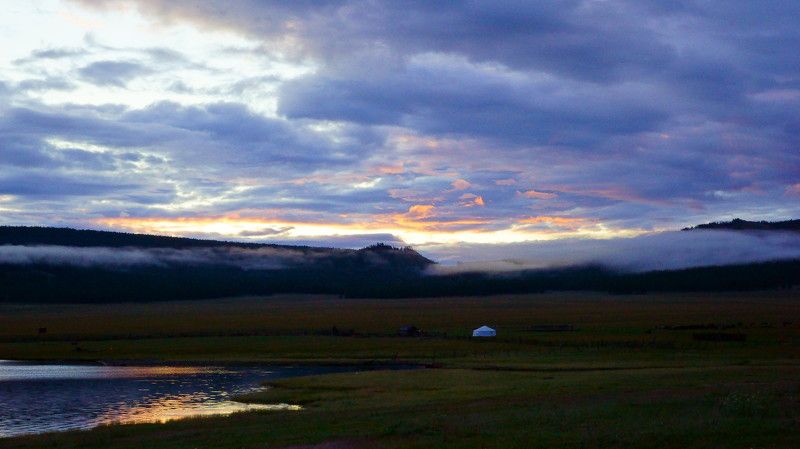 asia, mongolia, lake hovsgol, nature, ger, sunrise, sky, light, clouds, lake, reflection, grassland, morning, dawn, mountain Dawn in Mongolia фото превью