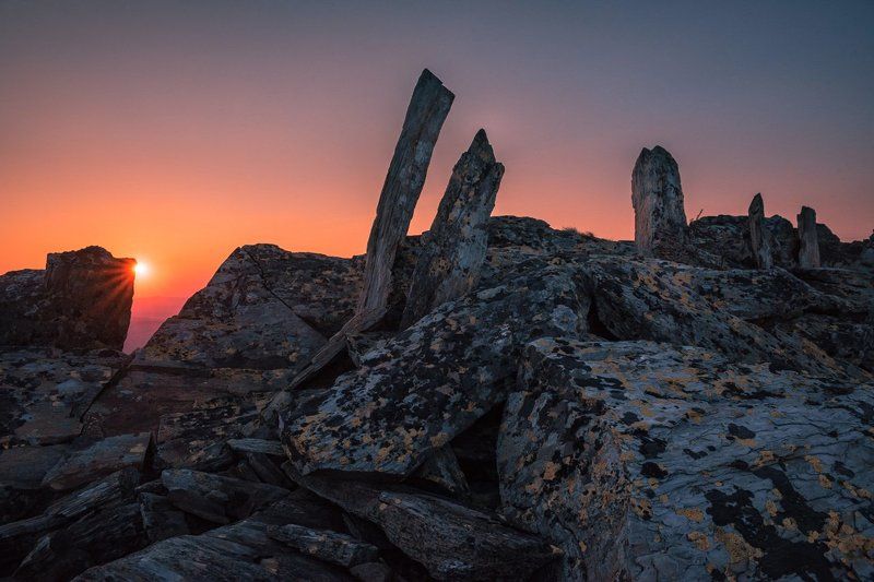 Горы, Закат, Урал Хребет Уренга фото превью