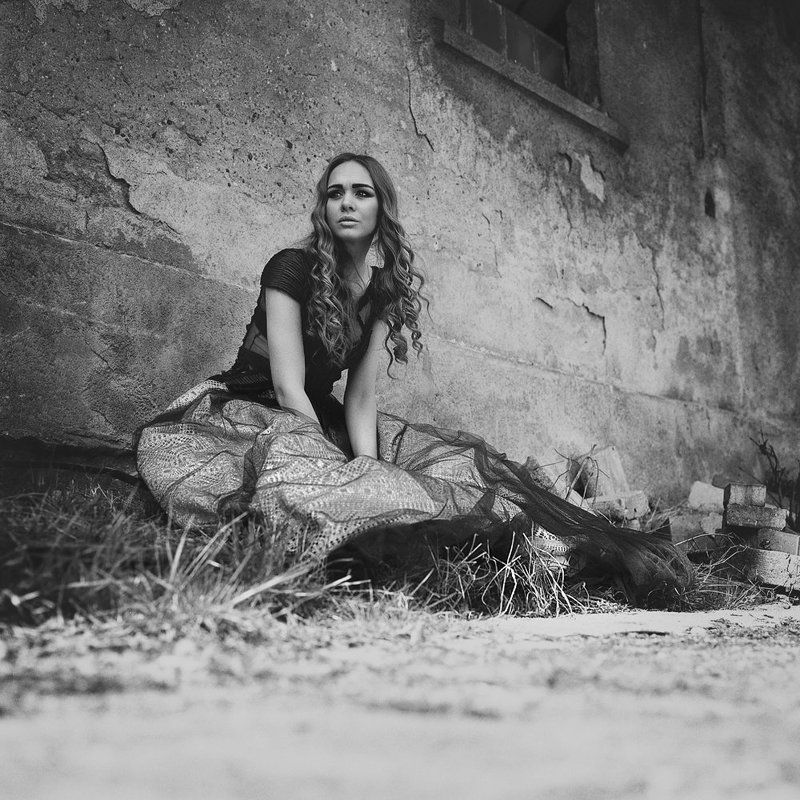 Black & white, Natural light, Traditional, Портрет девушки ... фото превью