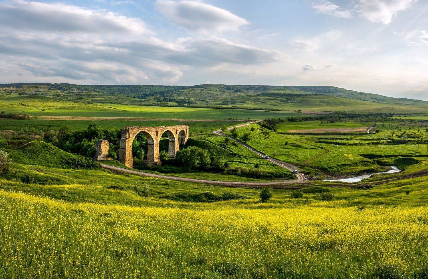 Весна, Дорога, Мост, Рапс, Река, Ставропольский край, Лашков Фёдор