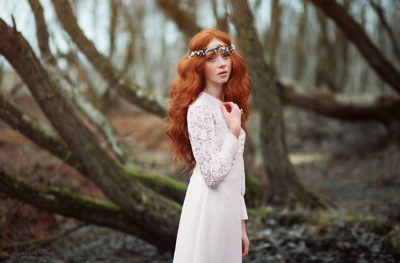 рыжая, веснушки, весна, деревья, природа, девушка Spring фото превью