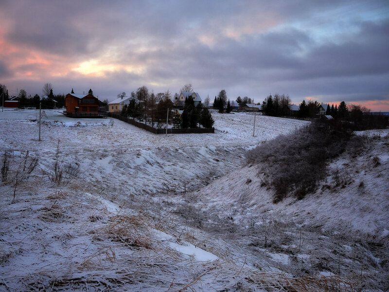 деревня, закат, зима, сельский, пейзаж Декабрьский закат фото превью