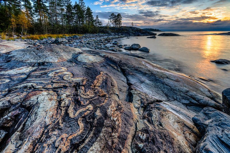 Ладога, Осень,Закат,Карелия, Камни Осенний закат фото превью