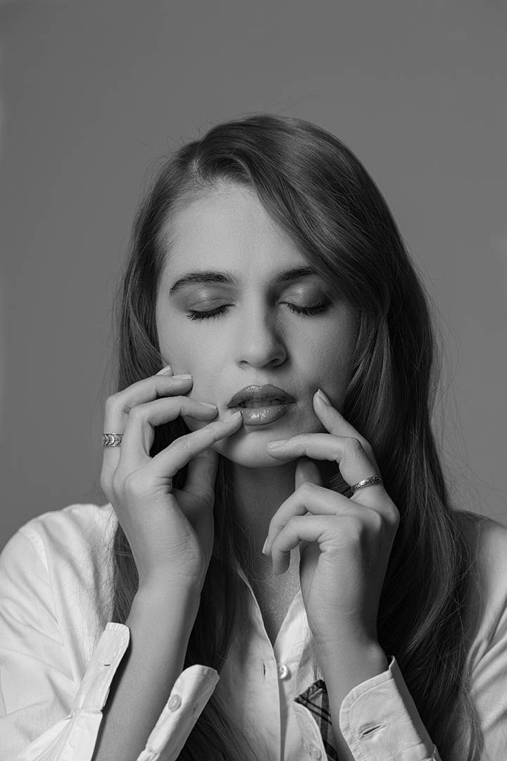 portrait closed eyes hands woman, Воробьёва Надежда