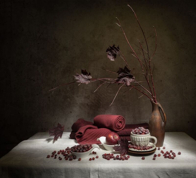 натюрморт, клюква, листочки, ветки Зимнее настроение... фото превью