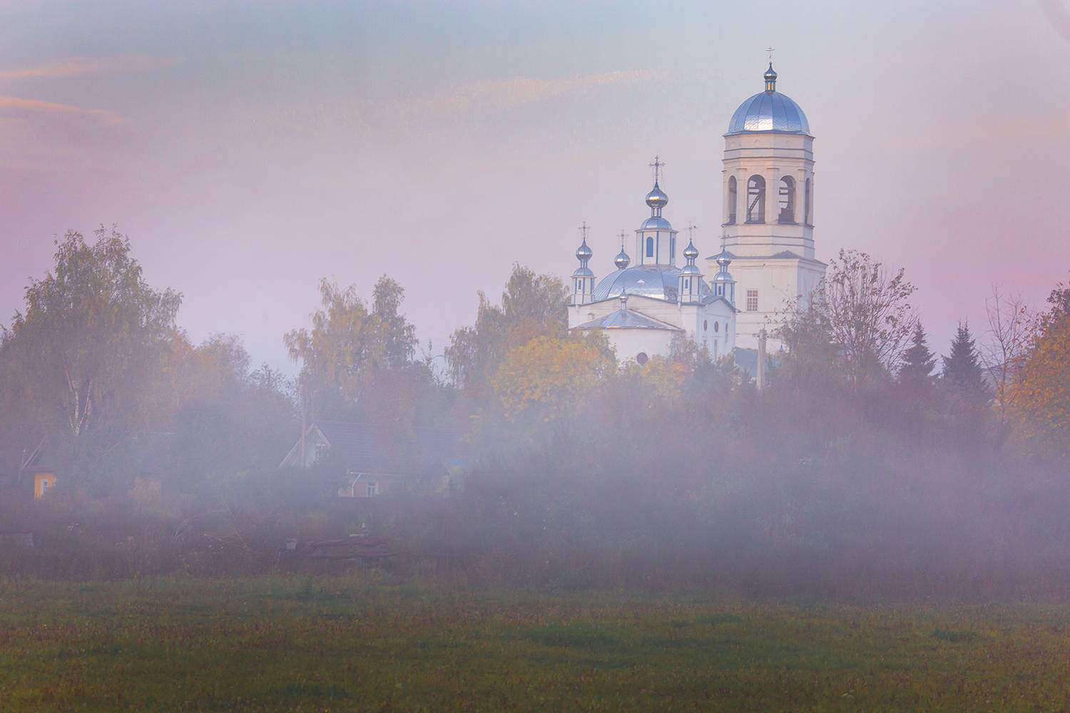 село, деревня, пежма, утро, туман, церковь, храм, Колтакова Наталия