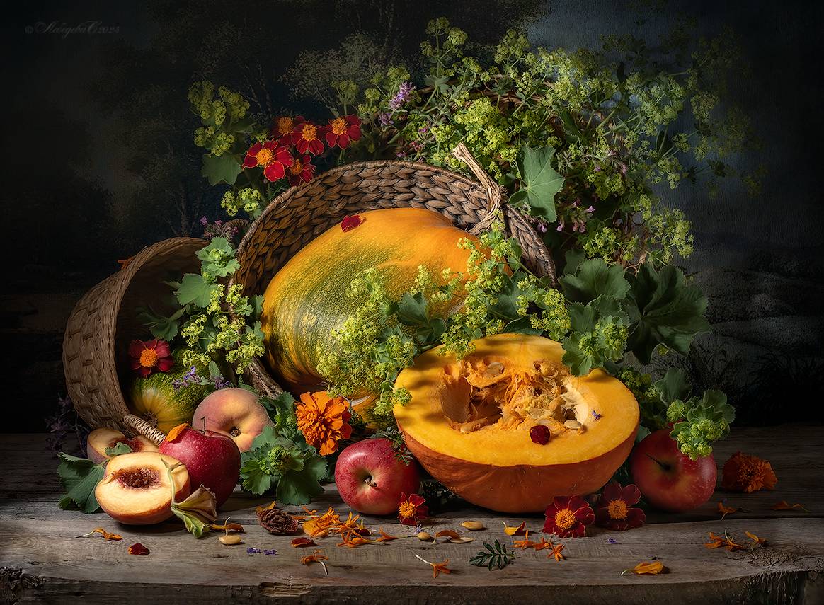 натюрморт,тыква,фрукты, Светлана Л.